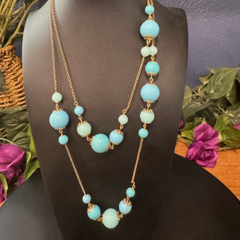 NWOT Kate Spade “Start a Movement” Blue and Gold Necklace